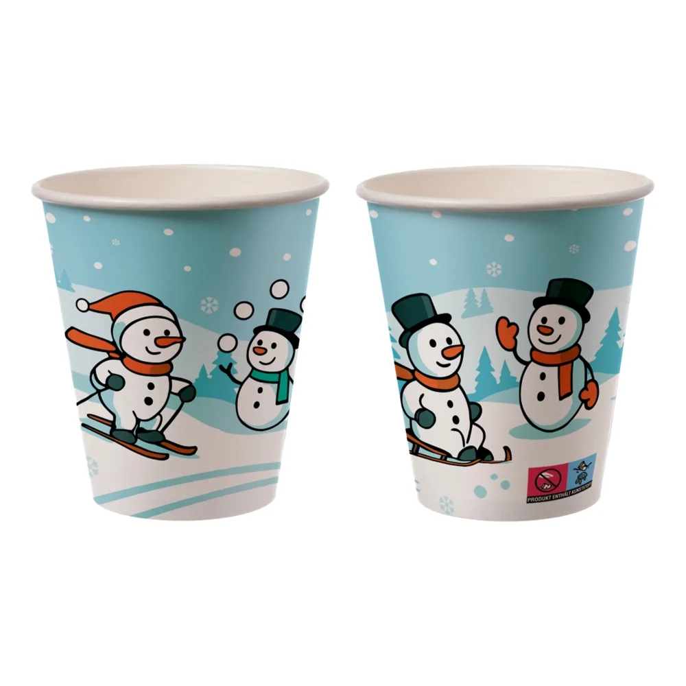 Glühweinbecher „Schneemann“ | Pappe | 200ml | Ø80mm