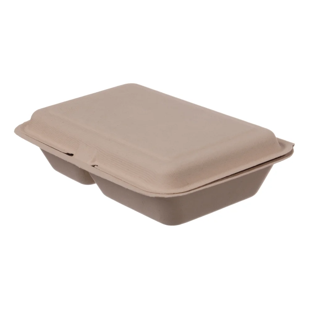 Lunchboxen | Bagasse | 241x163x65mm | 2-geteilt | natur