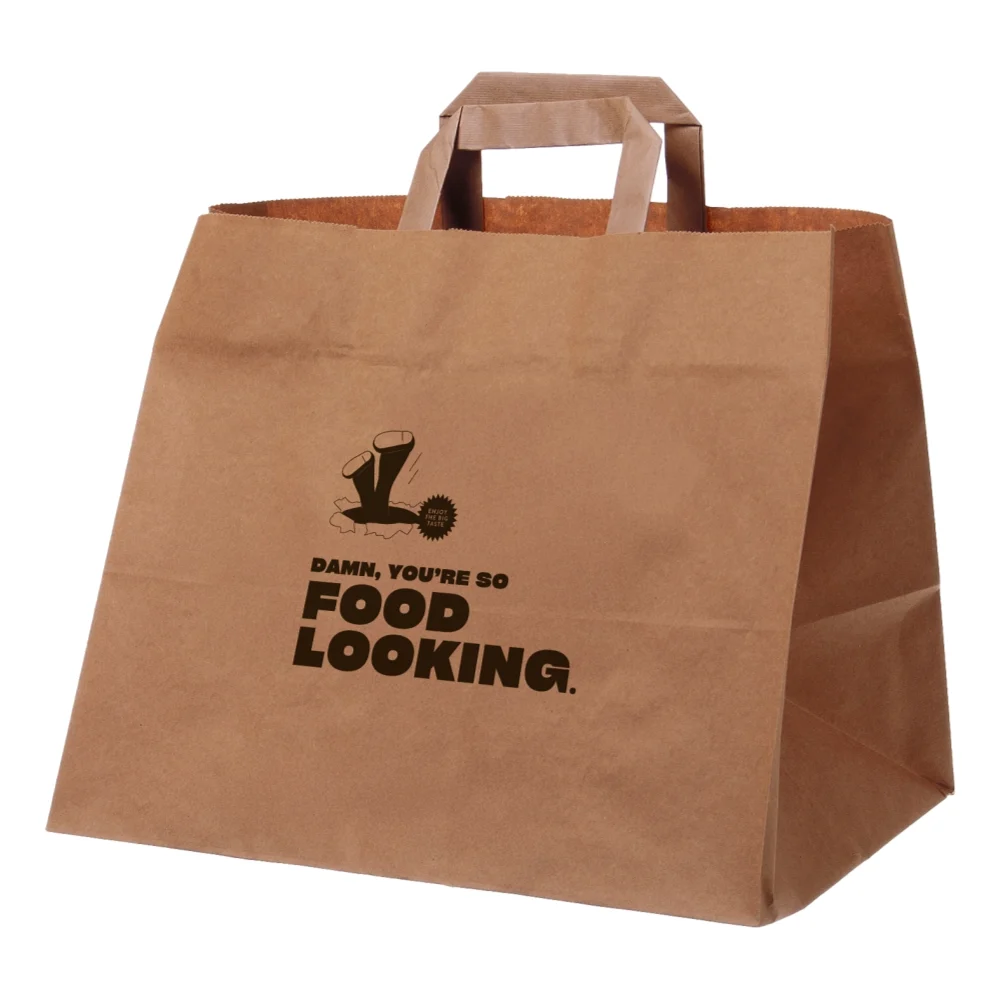 Papiertragetaschen 'Food' | 32+22x26cm | braun