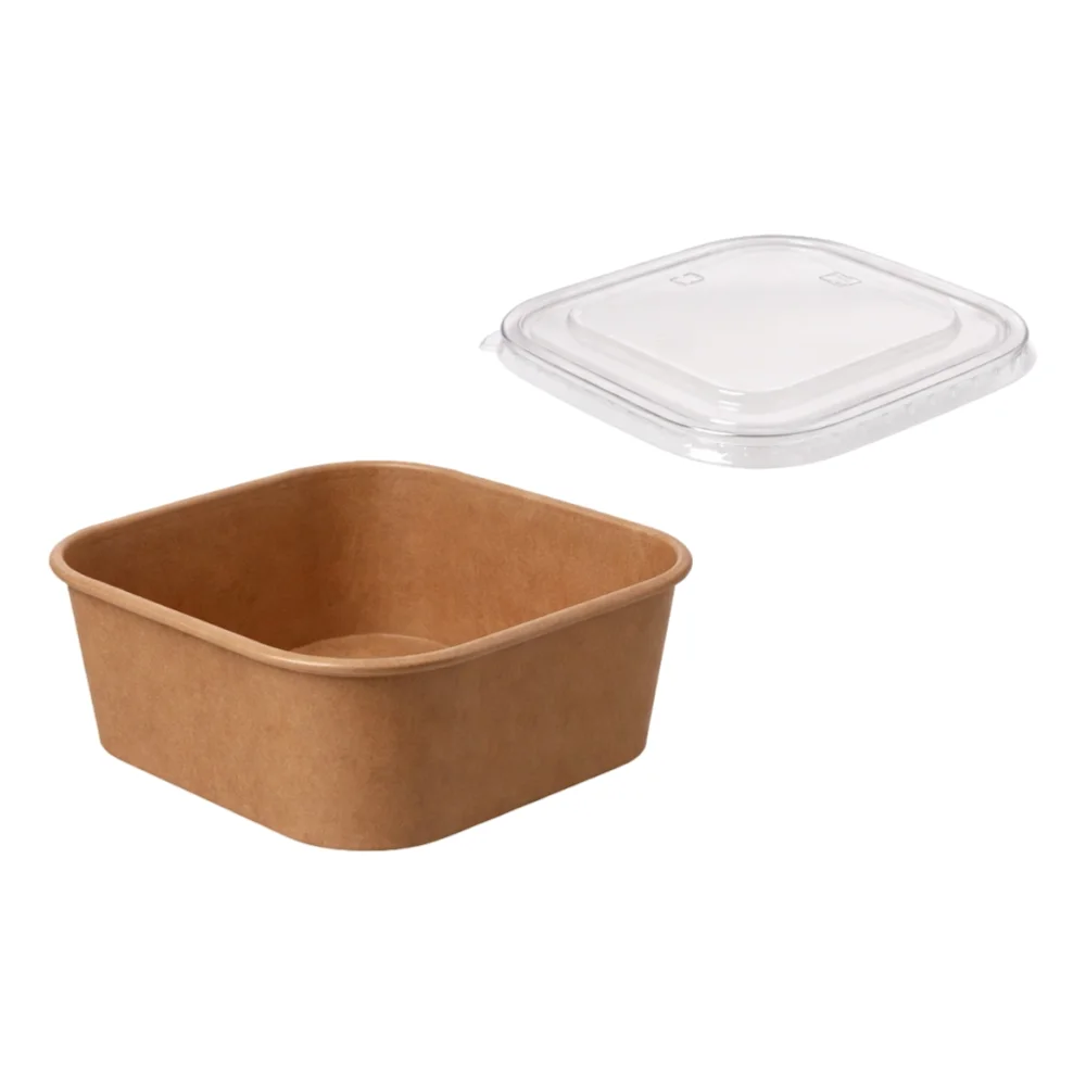 Salatschalen "PE" | Kraftpapier | 1250ml | quadratisch | braun