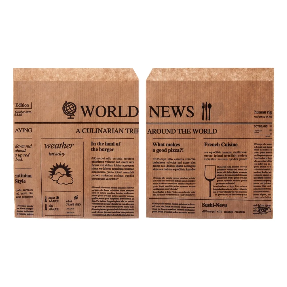 Snackbeutel "Newspaper" | Kraftpapier | 150x160mm | braun