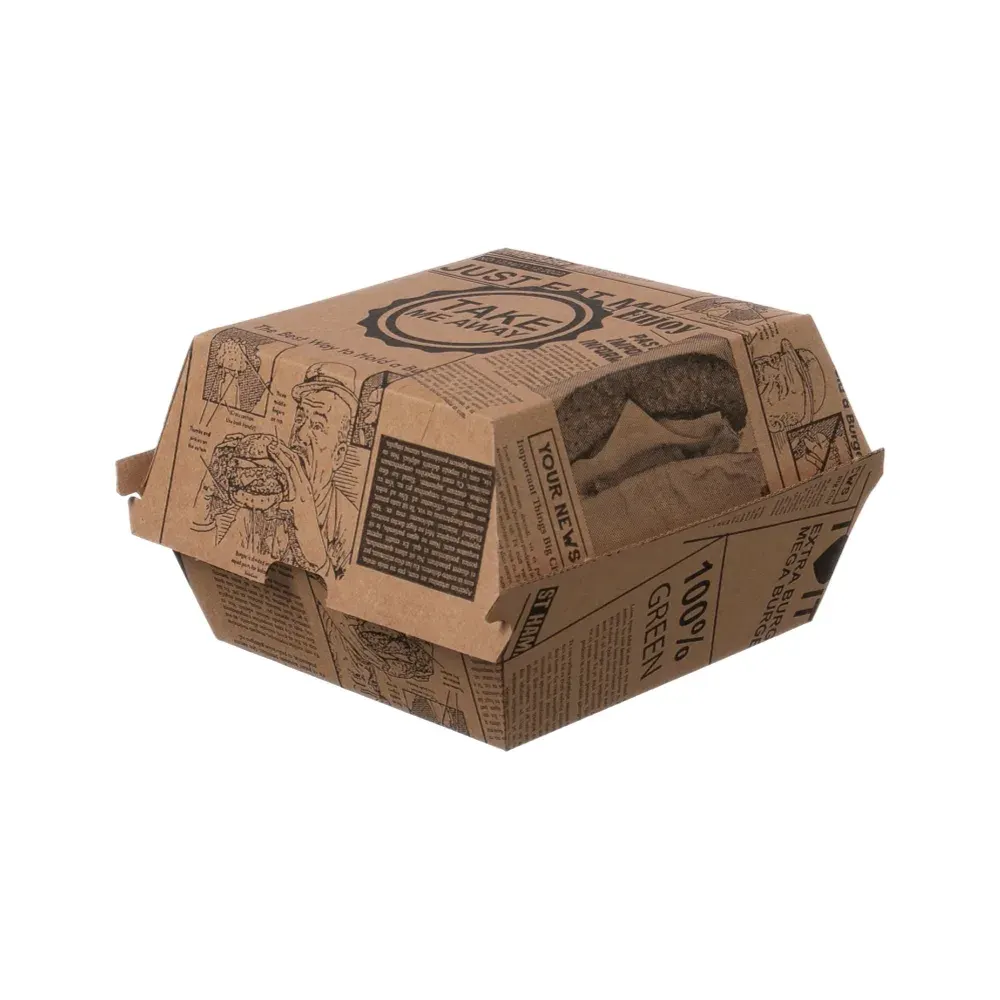 Hamburger-Boxen "Take Me" | Wellpappe | 11,5x11,5x9cm | braun