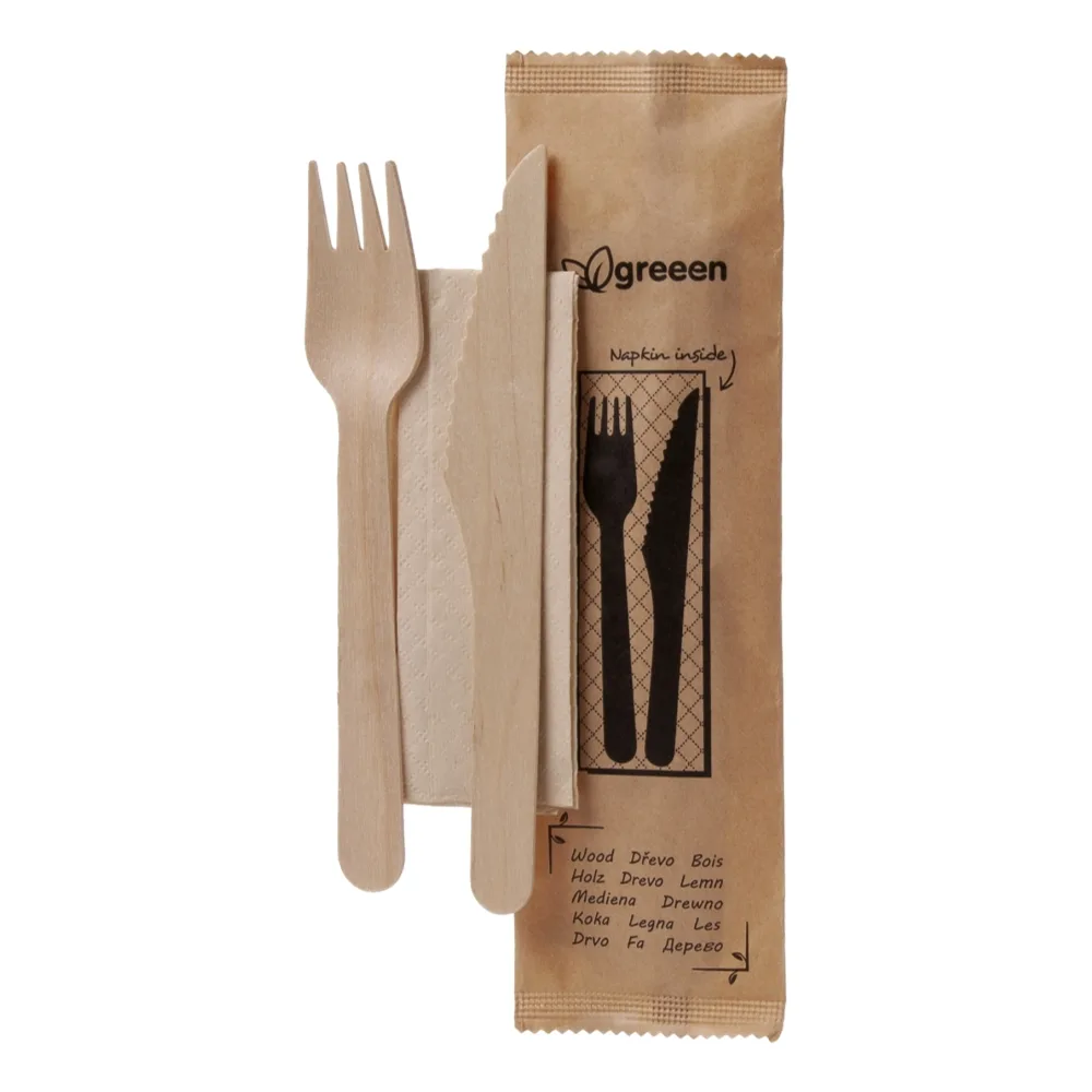 Holz-Besteck-Set "M+G+Serviette" | Holz | 16cm
