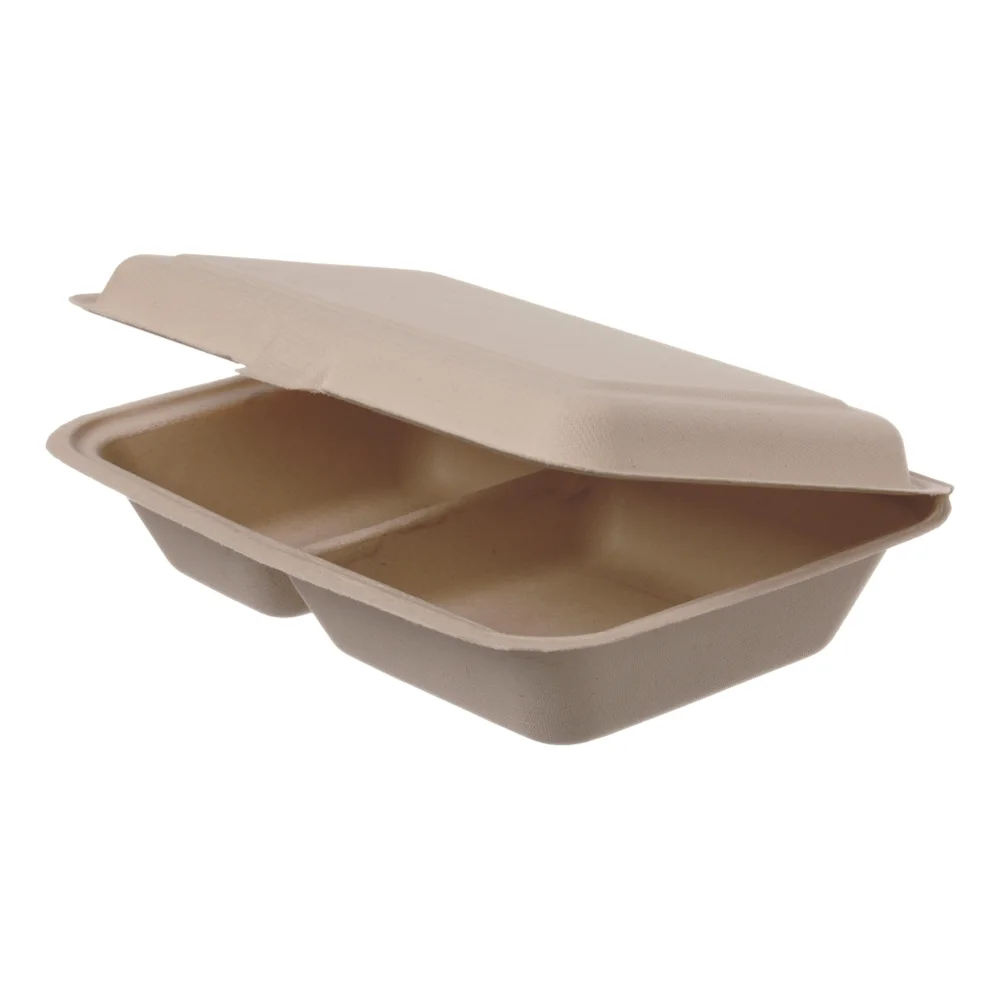 Lunchboxen | Bagasse | 241x163x65mm | 2-geteilt | natur