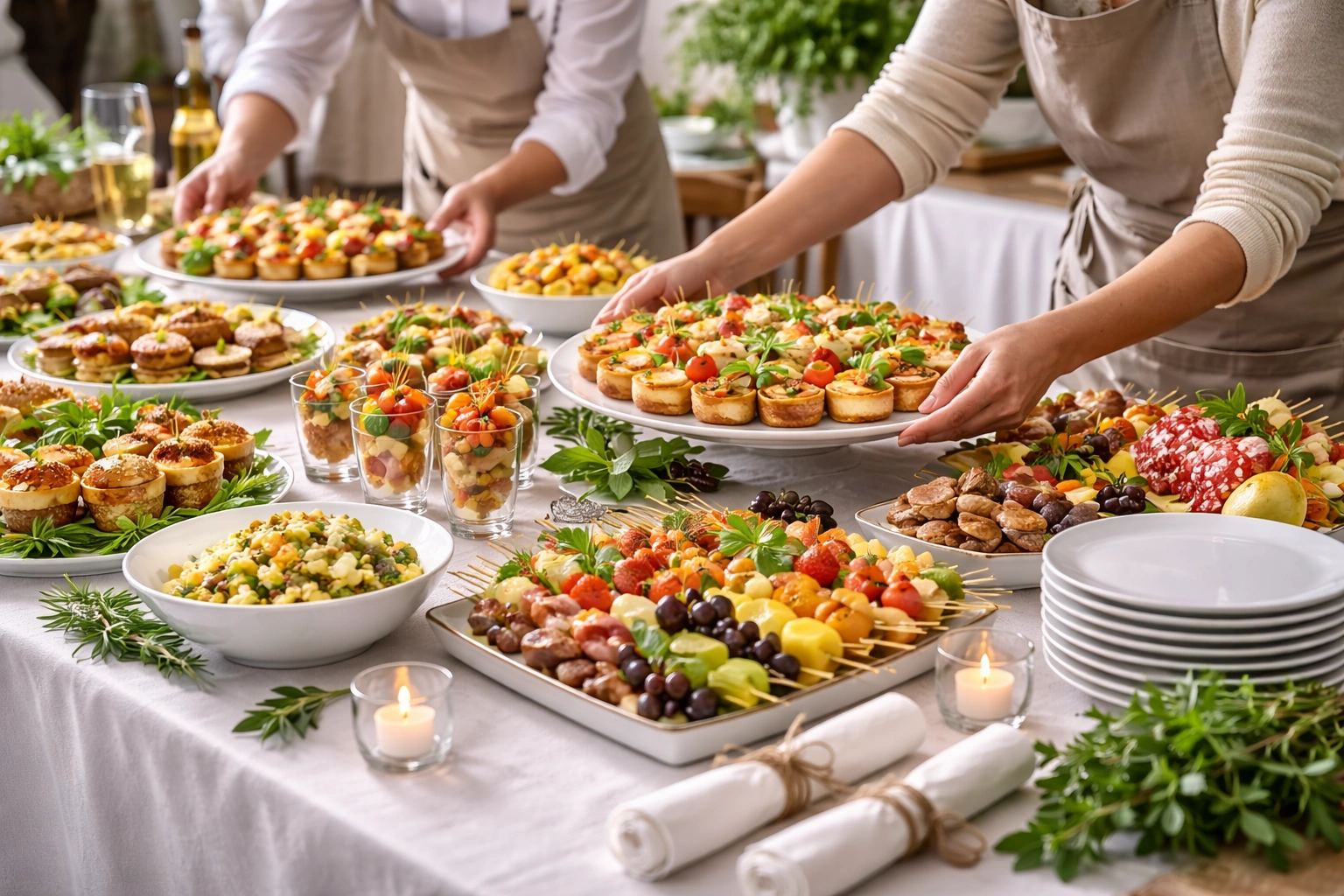 Ein gedeckter Catering-Tisc