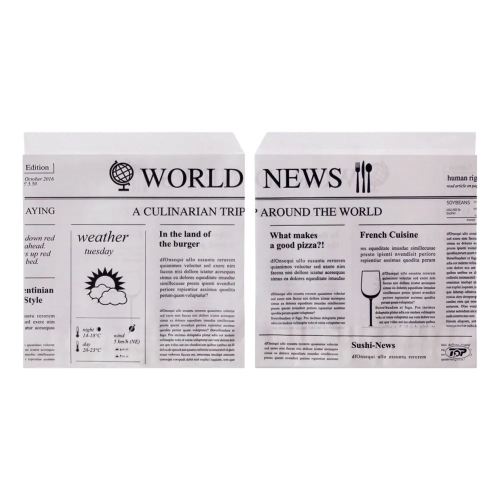 Snackbeutel "Newspaper" | Pergamentersatz | 150x160mm | weiß