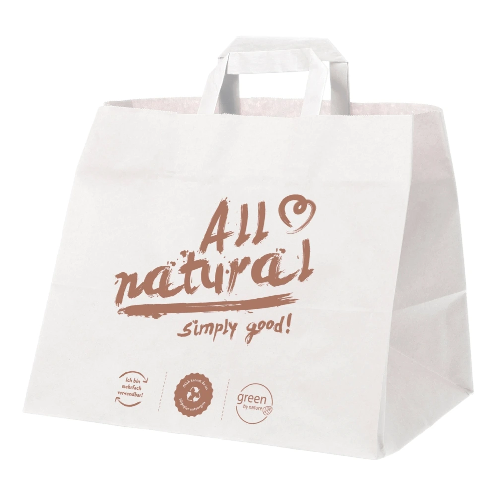 Papiertragetaschen „All Natural“ | 32×22×26 cm | Kraftpapier | weiß