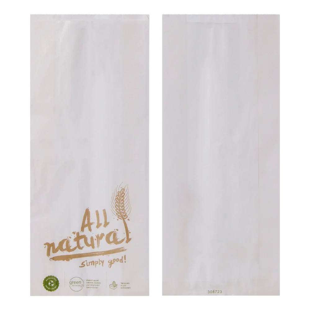 Faltenbeutel 'All Natural' | Kraftpapier | 14+6x32cm | weiß
