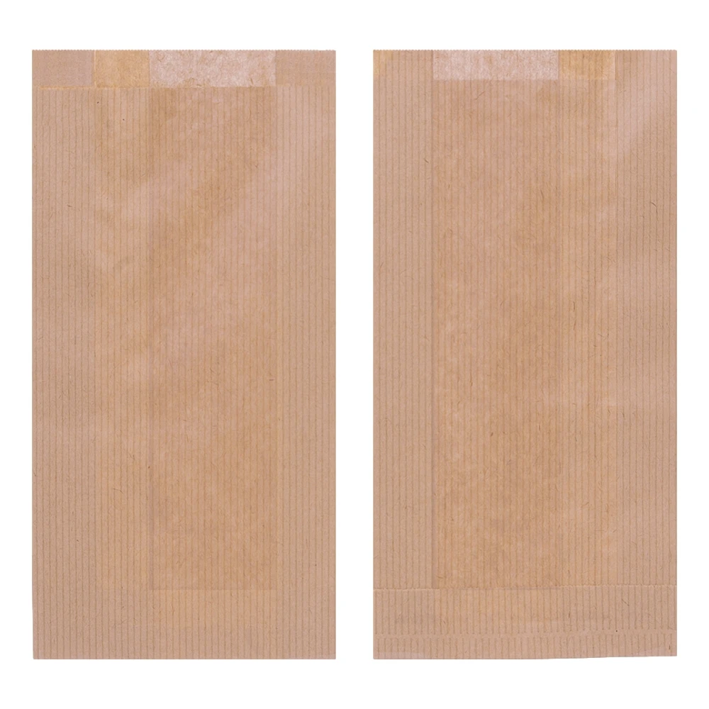 Faltenbeutel unbedruckt enggerippt | Kraftpapier | braun
