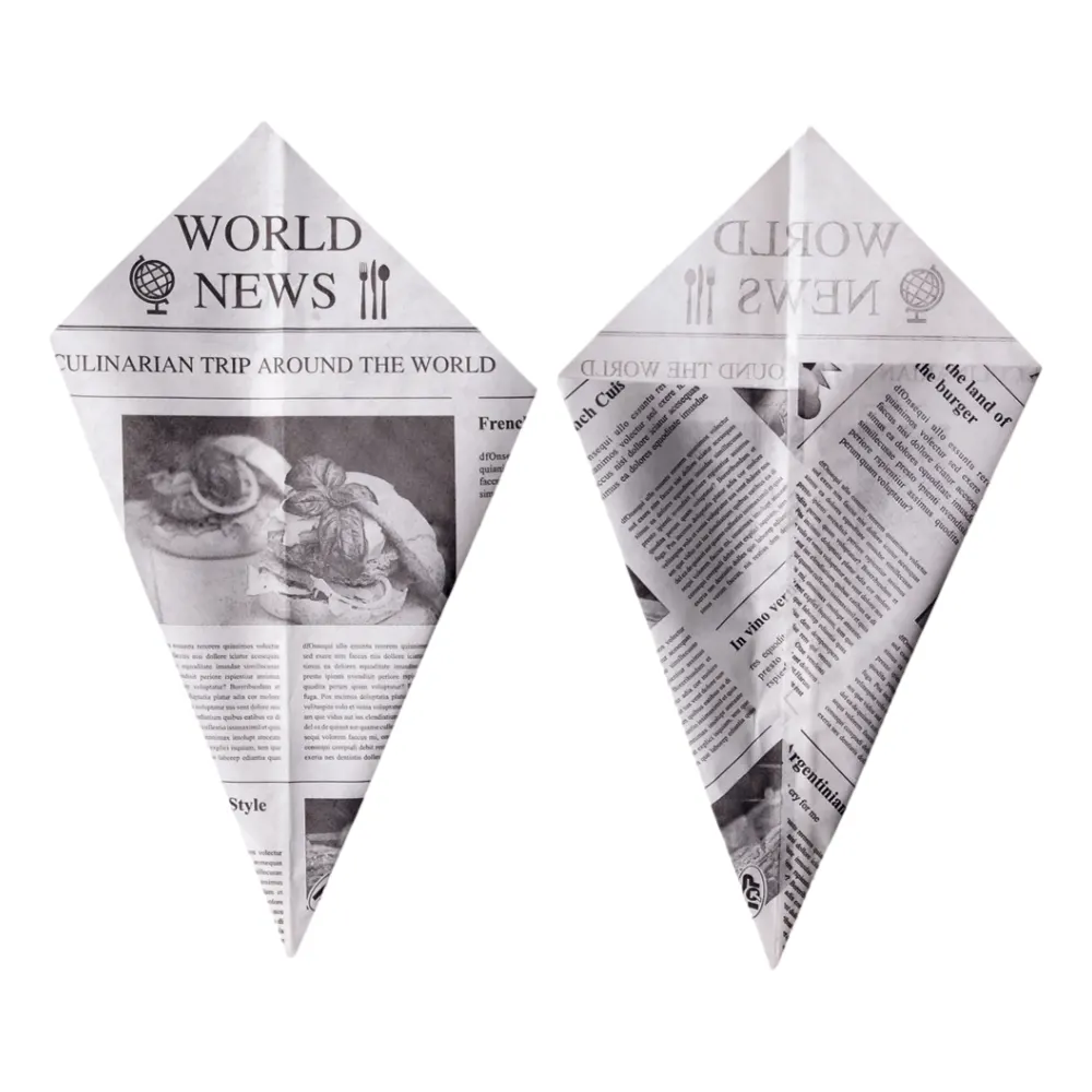 Pommestüten/Spitztüten "Newspaper" | Pergamentersatz | weiß